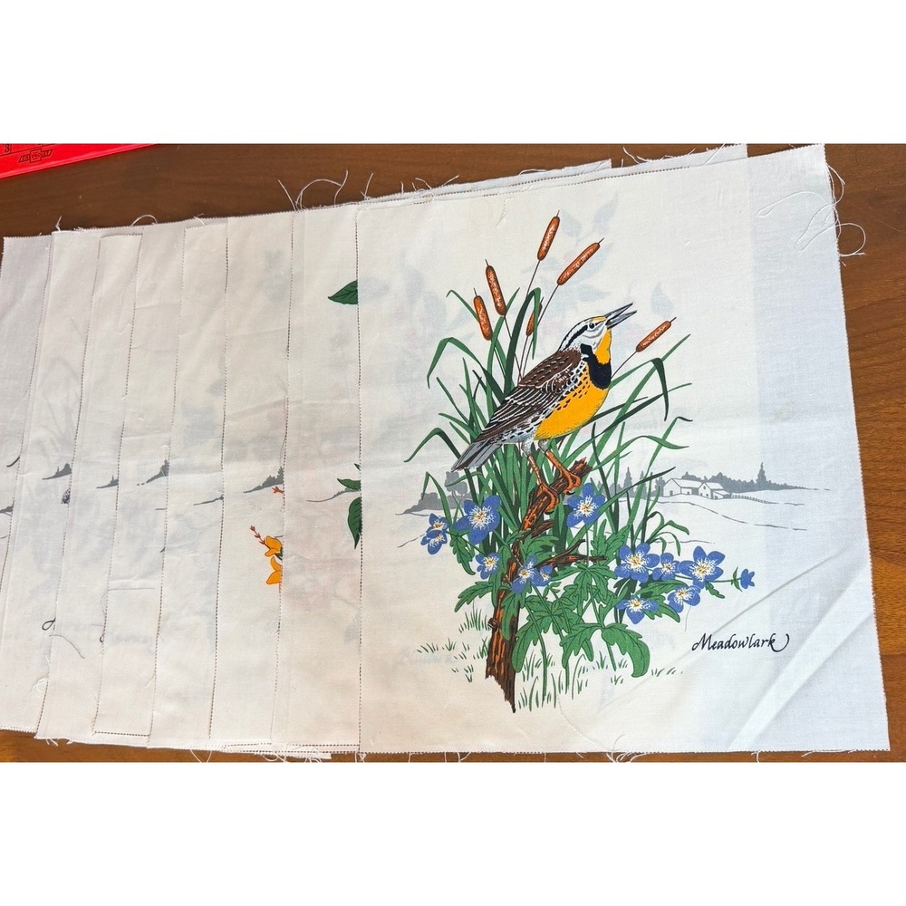 Songbirds Quilt Block Set Of 8 Cotton Vintage